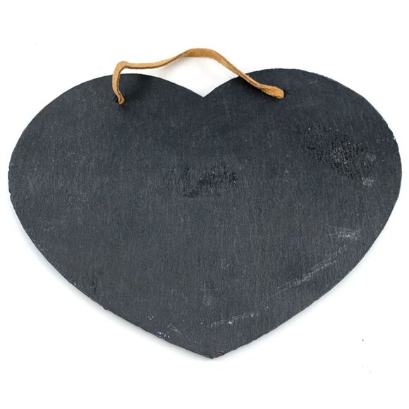 Winter Scene Slate Snowman Over Country Houses Heart Shaped Wall Plaque - Picture 4 of 4